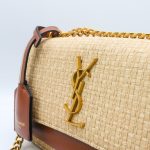 YSL SOLFERNIO RAFFIA SHOULDER BAG BROWN