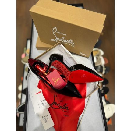 CHRISTIAN LOUBOUTIN BLACK IRIZA RED GILITTERY SOLE