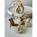 JIMMY CHOO SACARIA 120 PEARL EMBELLISED HEEL
