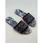 CHRISTIAN DIOR BLUE-WHITE DWAY EMOBROIDERED SLIDE