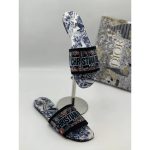 CHRISTIAN DIOR BLUE-WHITE DWAY EMOBROIDERED SLIDE