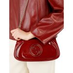 GUCCI ROSSO ANCORA PATENT SMALL GG BLONDIE SHOULDER BAG