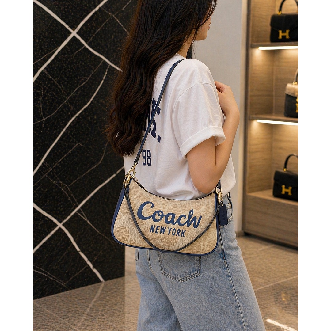 COACH TERI MINI SIGNATURE CANVAS NYC CROSS BODY BAG