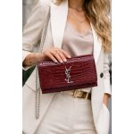 YSL SAINT LAURENT KATE CROC EMBOSSED BAG