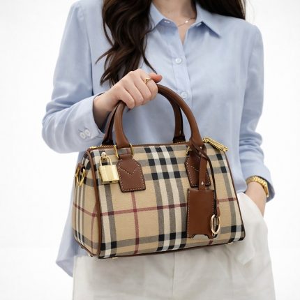 BURBERRY DUFFEL HANDBAG CREAM BROWN