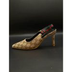 GUCCI GG SLING BACK MONOGRAM BEIGE BLACK