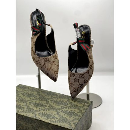 GUCCI GG SLING BACK MONOGRAM GREEN BLACK