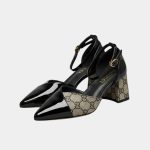 GUCCI GG SLING BACK MONOGRAM BLACK GREEN