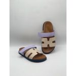 HERMES BEIGE LILAC TWO TONE STRAPLESS SANDAL