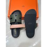 HERMES GREEN PEACH TWO TONE STRAPLESS SANDAL