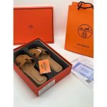 HERMES H CUT OUT ORAN BROWN SLIPPERS