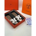 HERMES H CUT OUT ORAN WHITE SLIPPERS