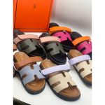 HERMES PINK ORANGE TWO TONE STRAPLESS SANDAL - Image 4
