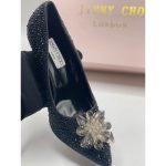 JIMMY CHOO CINDERELLA CRYSTAL EMBELLISHED BLACK HEEL