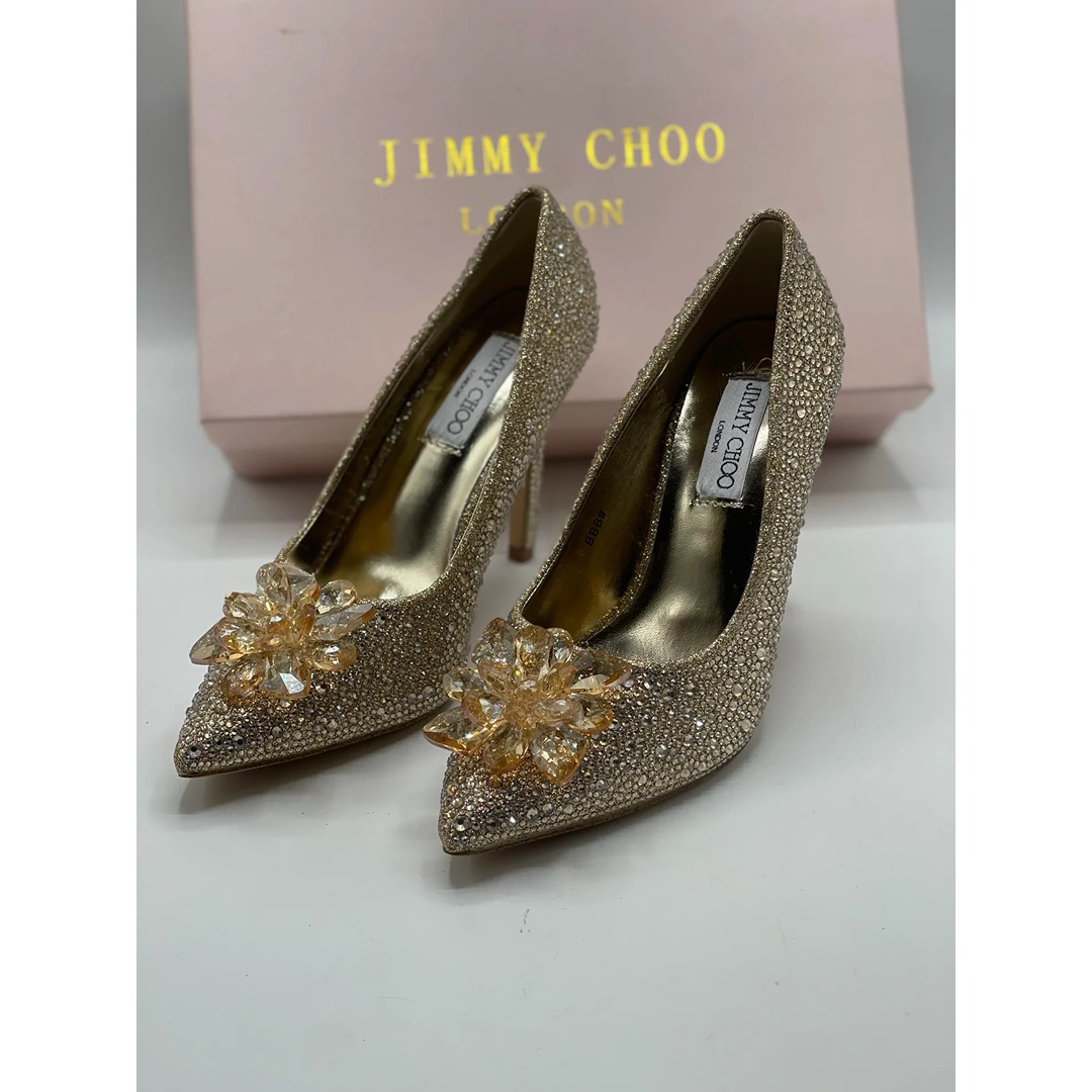 JIMMY CHOO CINDERELLA CRYSTAL GOLDEN HEEL