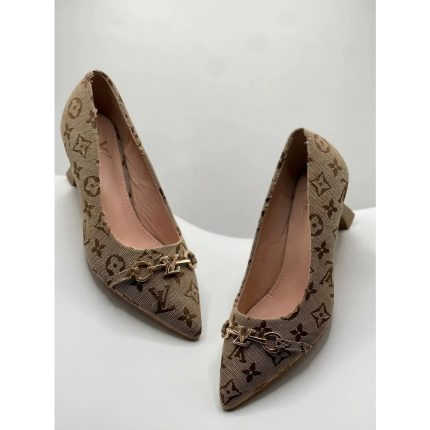 LOUIS VUITTON MONOGRAM PATTERN BEIGE PUMPS