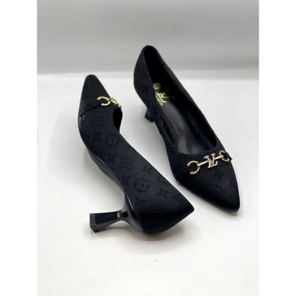 LOUIS VUITTON MONOGRAM PATTERN BLACK PUMPS