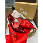 CHRISTIAN LOUBOUTIN MAROON IRIZA RED GILITTERY SOLE