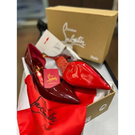 CHRISTIAN LOUBOUTIN MAROON IRIZA RED GILITTERY SOLE